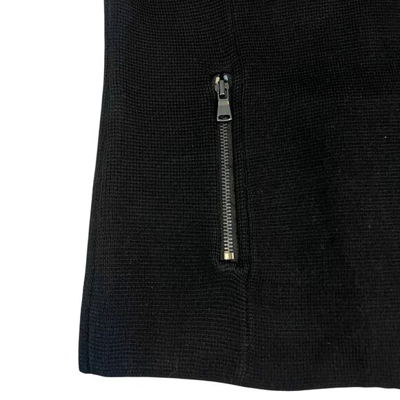 LOFT Black Wool Blend Moto Sweater Jacket Asymmetrical Zip Cardigan Workwear - Picture 8 of 11